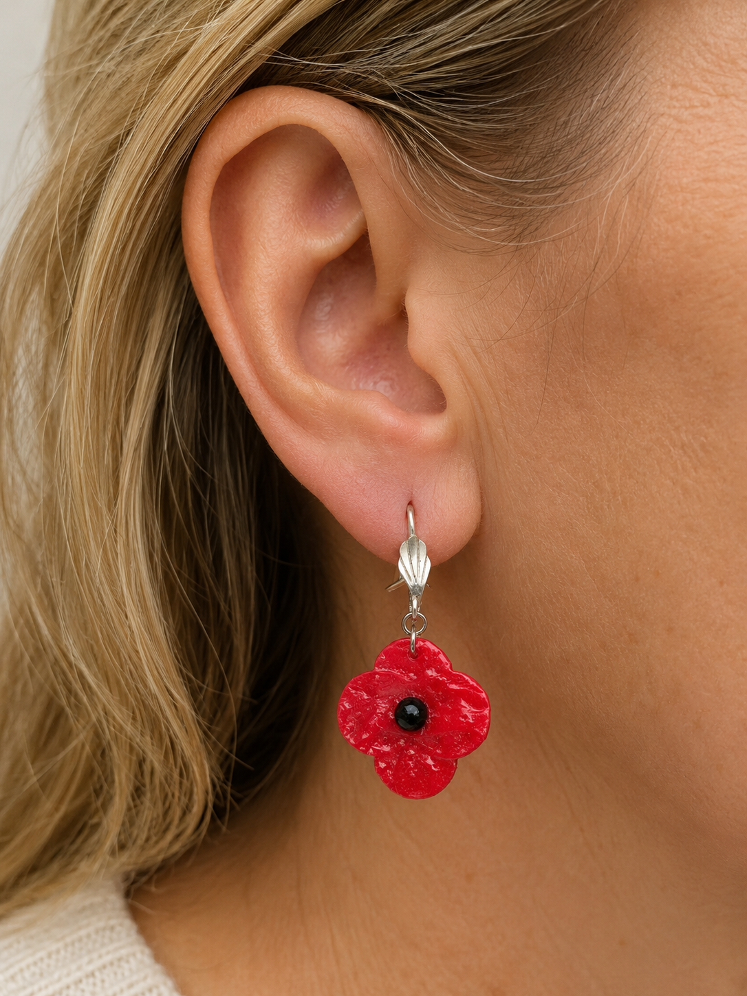 Boucles d'oreilles coquelicot dormeuses